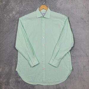 Charles Tyrwhitt Mens 16.5 34 Green White Pin Stripe Dress Shirt Long Sleeve